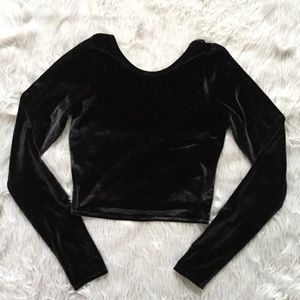 Abercrombie CROPTOP VELVET Black